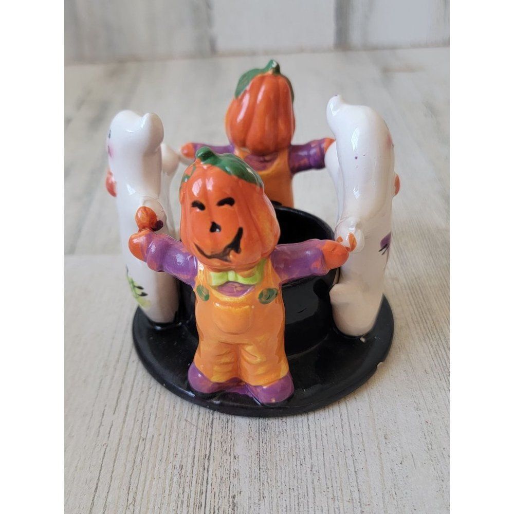 Ceramic mini jack-lantern ghost Circle tealight candle holder Halloween